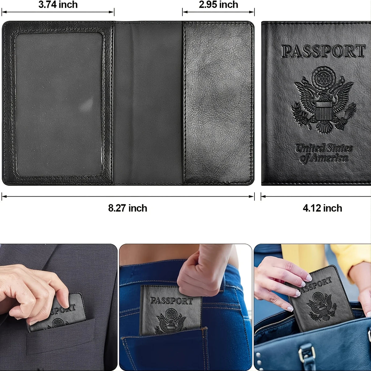 Passport Holder Cover Wallet Travel Essentials RFID Blocking — product photo 2 of 6