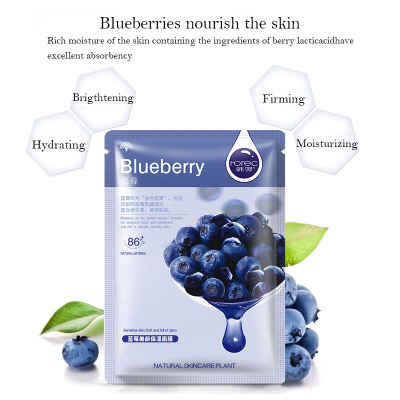 10pcs Natural Plant Facial Mask Moisturizing Oil Control