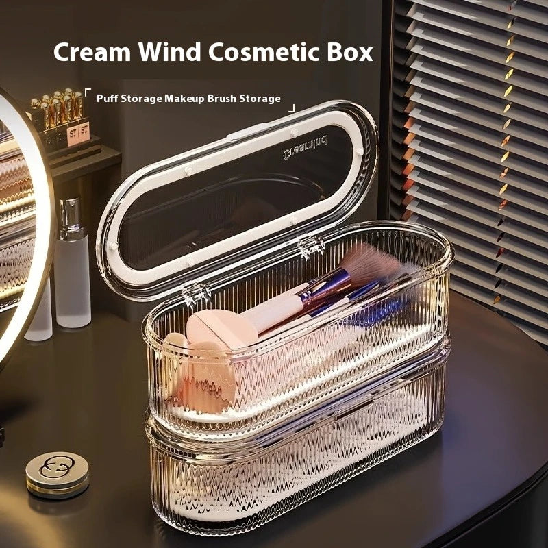 1pc Transparent Makeup Brush Organizer with Lid Cosmetic — product photo 2 of 6