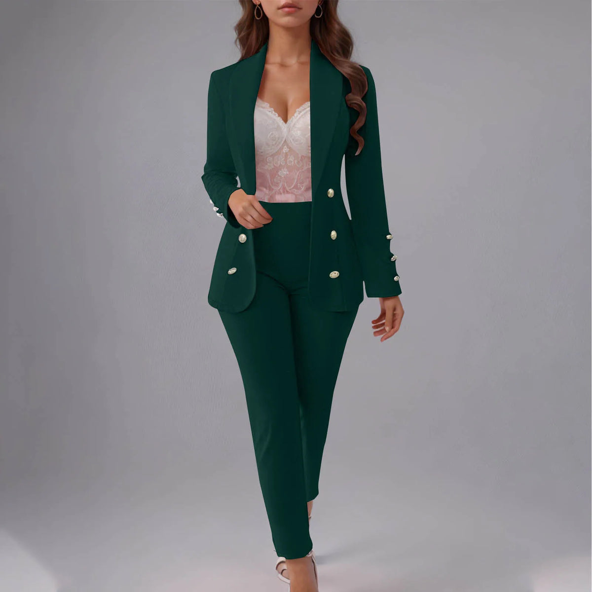 Autumn 2025 Womens Lapel Button Solid Color Long — product photo 3 of 6