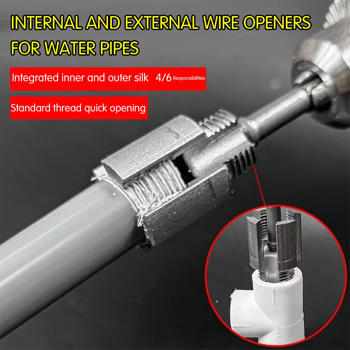 Portable PVC Pipe Threader Tool Metal Internal & — product photo 2 of 6