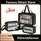 Dry-wet separation double transparent PU makeup bag portable — product photo 3 of 6