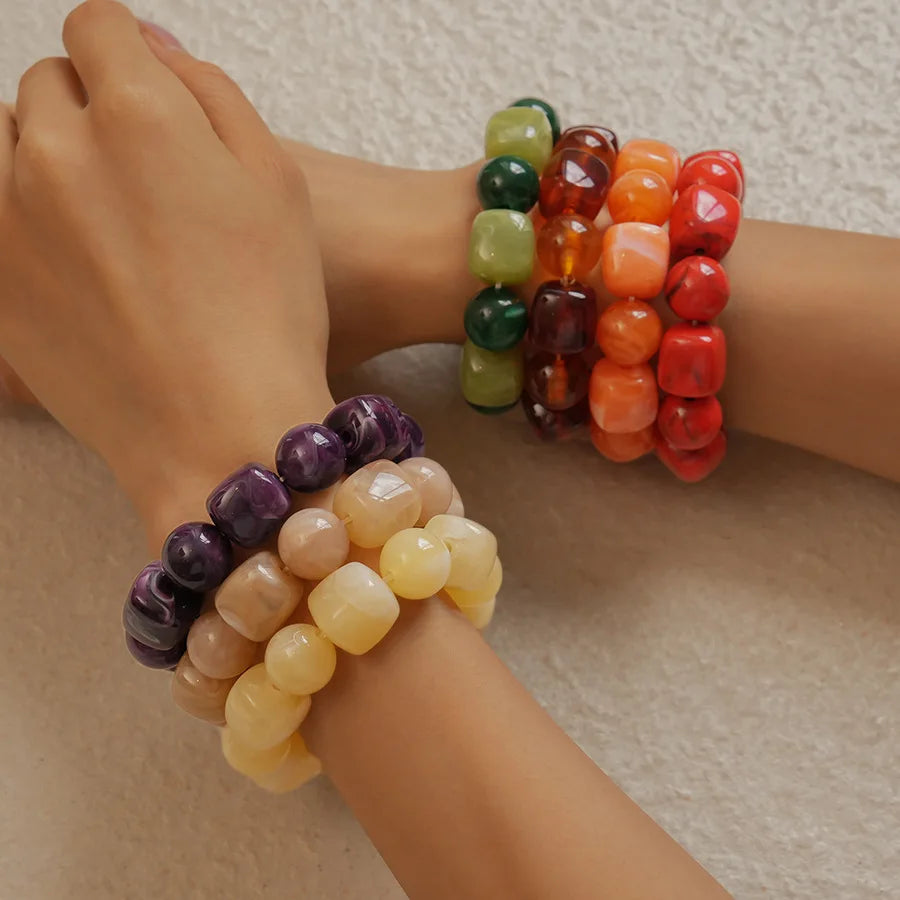 Acrylic Irregular Square Round Beaded Bracelet Bangle for — product photo 5 of 6