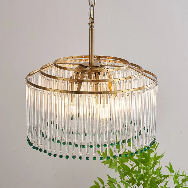 Luxury Crystal Chandelier 6-Bulb Golden Pendant Light — product photo 3 of 6