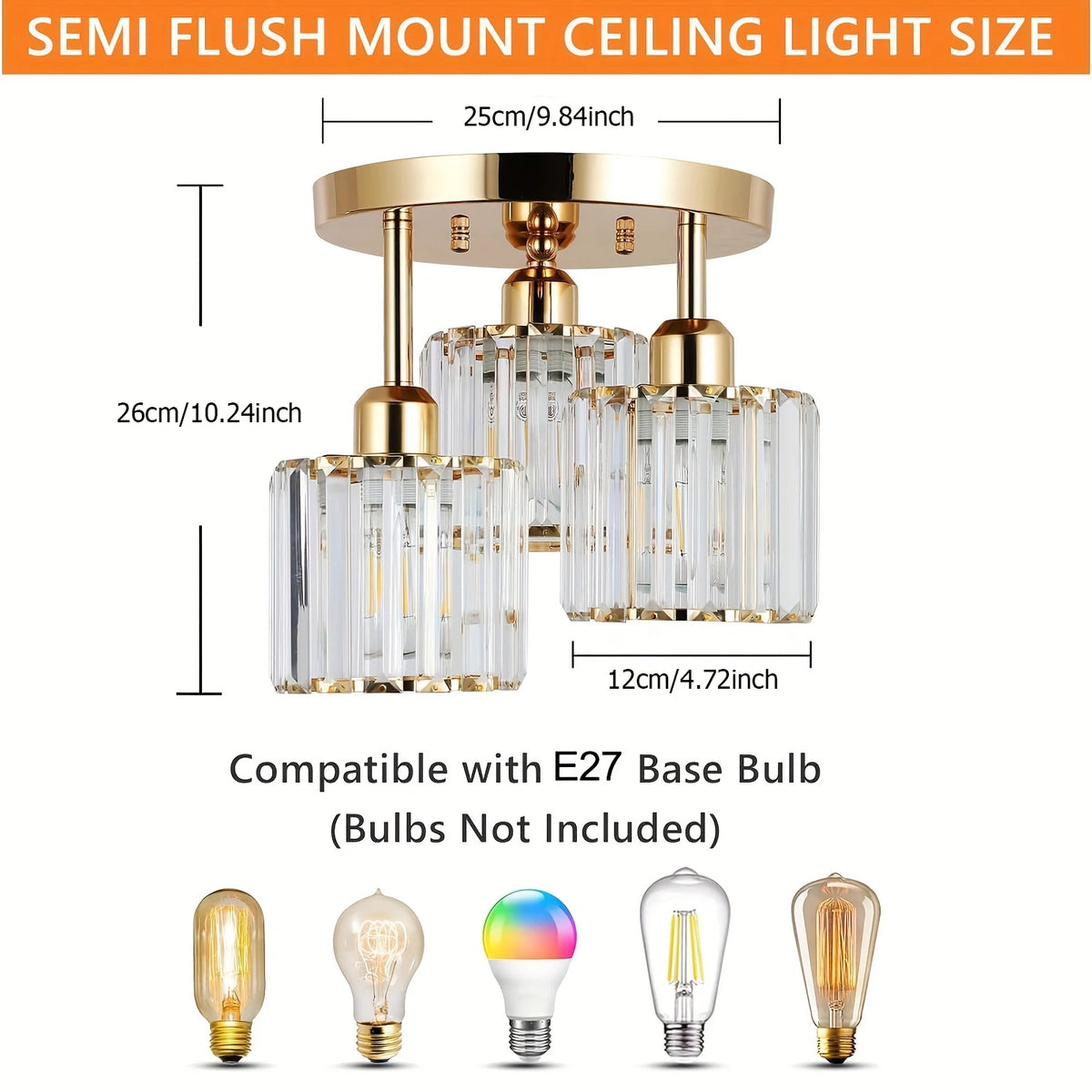 Modern Gold Luxury Crystal 3-ligh E27 chandelier Living — product photo 4 of 5