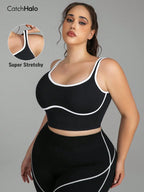 Women Plus Size Seamless Bralette Contrast Trim Ribbed — product photo 4 of 6