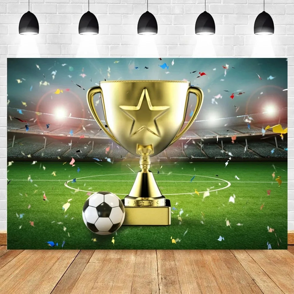 Football Birthday Backdrop Custom Decorate Soccer Field Stadium — product photo 3 of 6