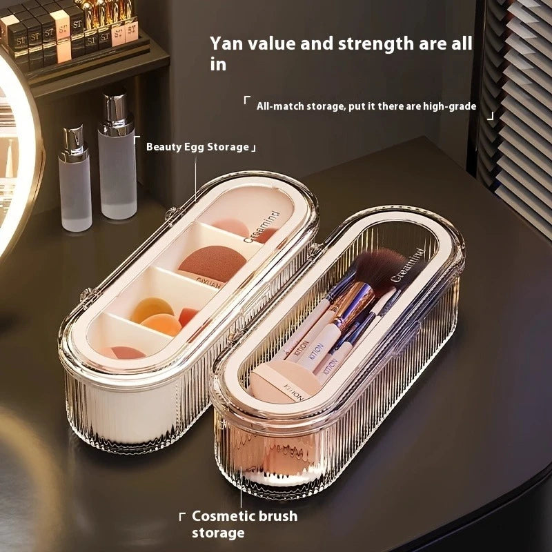 1pc Transparent Makeup Brush Organizer with Lid Cosmetic — product photo 5 of 6