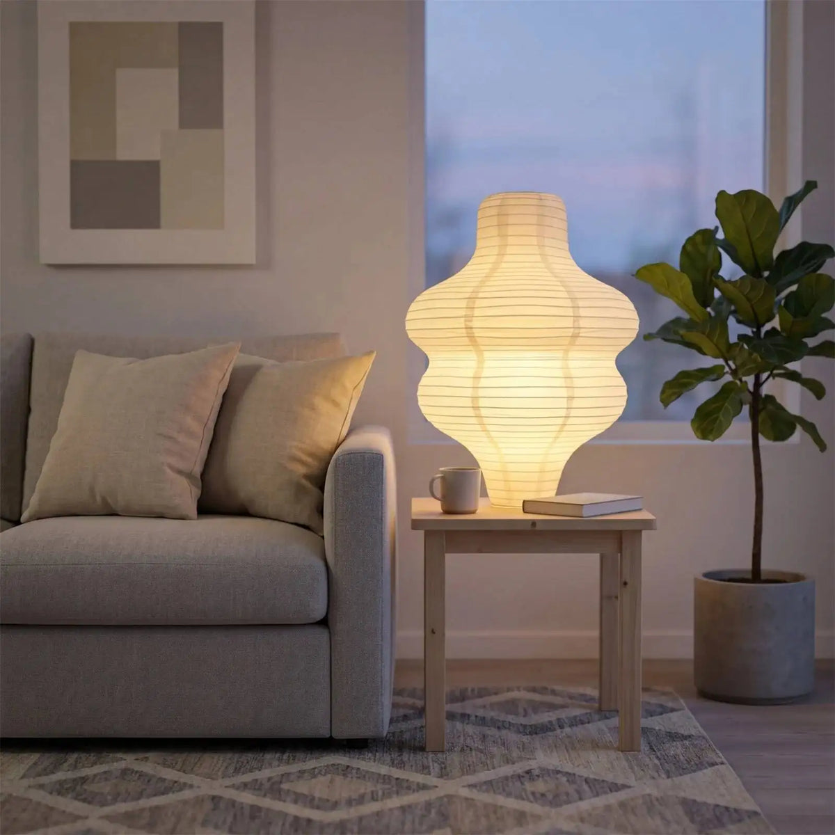 2Pc Round Handmade Folded Rice Paper Lampshade Large — product photo 6 of 6