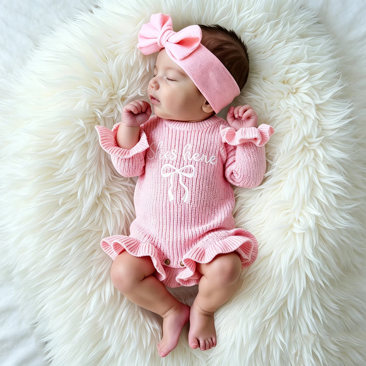 2Pcs Set Knitted Newborn Photography Outfits with Bow — product photo 6 of 6