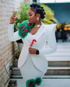 White Women Suit Set 2 Pcs Blazer Long — product photo 3 of 3