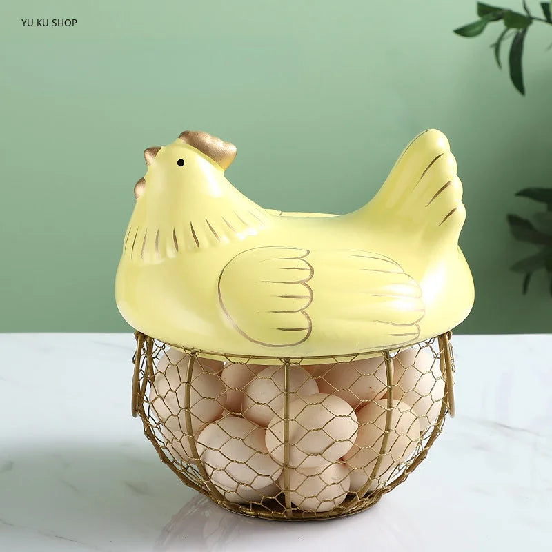Iron Ceramic Simple Storage Basket Chicken Shape Porcelain — product photo 5 of 6