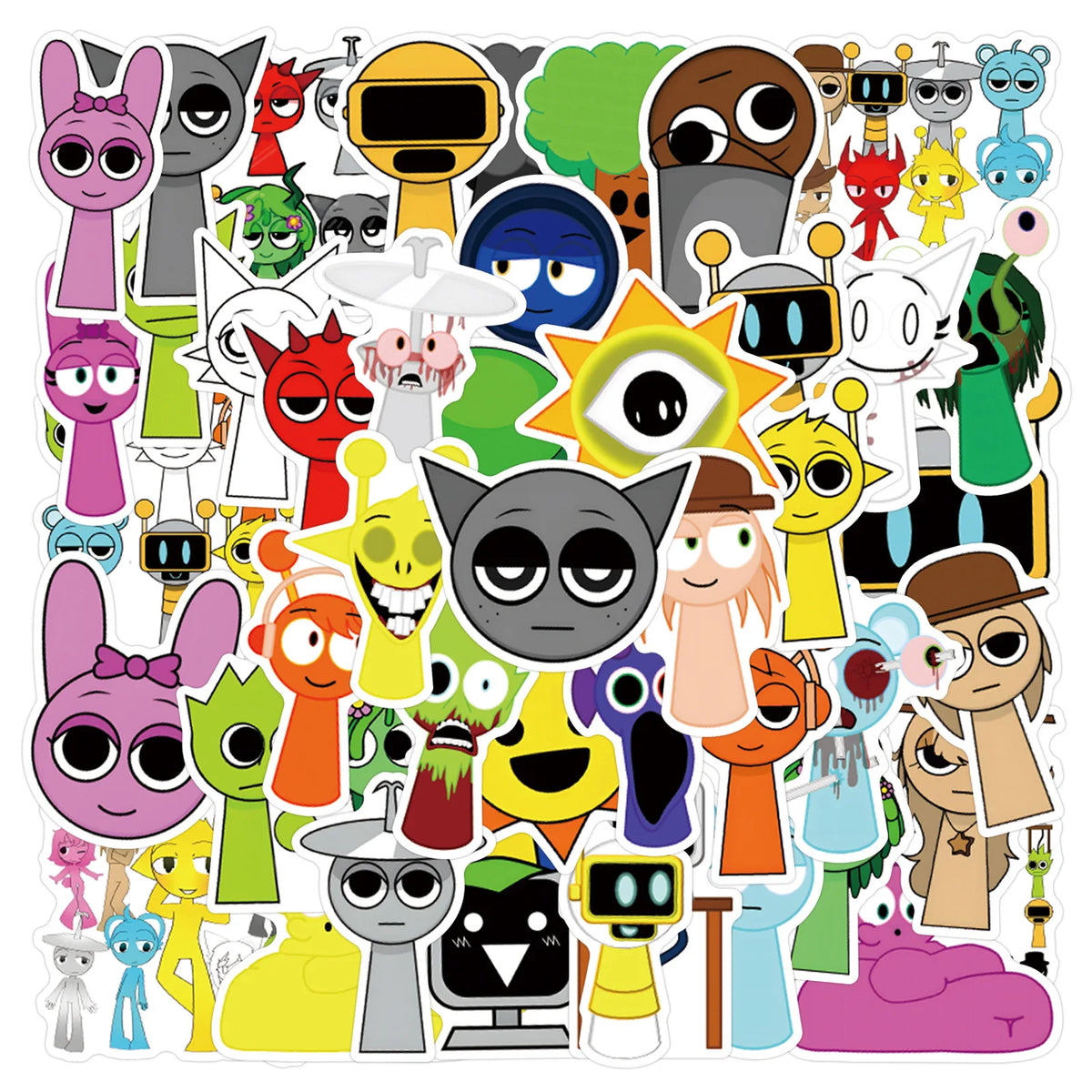55Pcs Incredibox Sprunki Stickers Sprunki DIY Stickers Scrapbooking