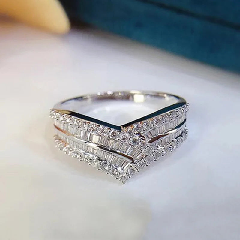 Huitan Fashion Wave Design Cubic Zirconia Rings for — main product photo
