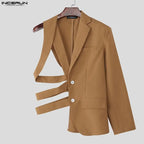 INCERUN Men Irregular Blazer Solid Color Lapel Long — product photo 4 of 6