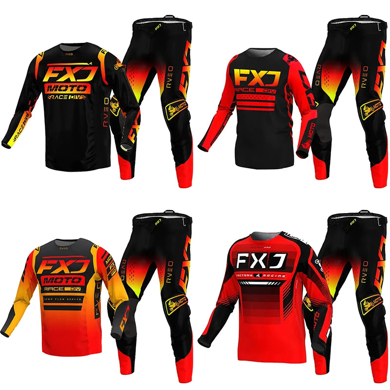 NEW 2025 FXJ black enduro motocross gear set — main product photo