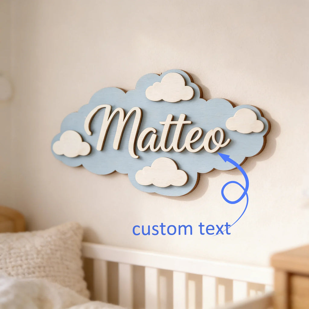 1pc Cloud Shaped Wooden Name Tag — main product photo