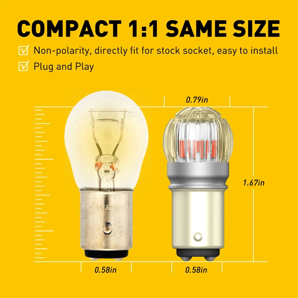 AUXITO 2x 1157 LED Red P21/5W BAY15D LED — product photo 3 of 6