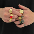 Ingemark 6Pcs/Set Retro Gold Color Signet Chunky Rings — main product photo