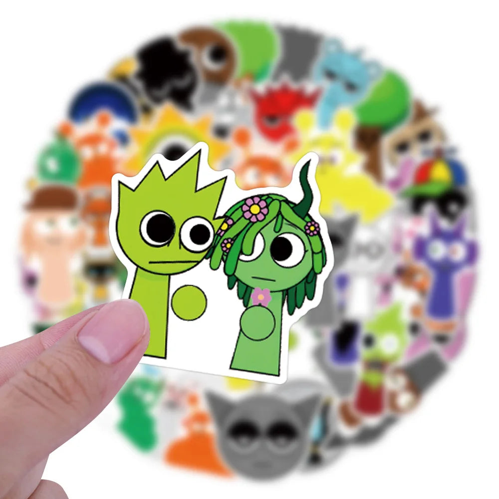 55Pcs Incredibox Sprunki Stickers Sprunki DIY Stickers Scrapbooking