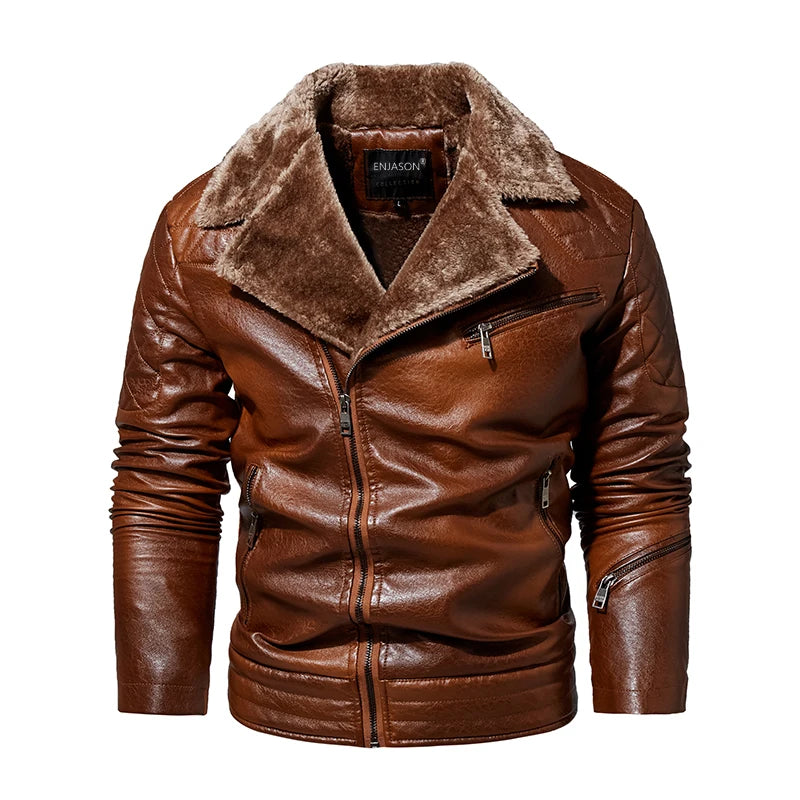 Men's Leather Jackets Autumn Casual Motorcycle PU Jacket — product photo 4 of 5