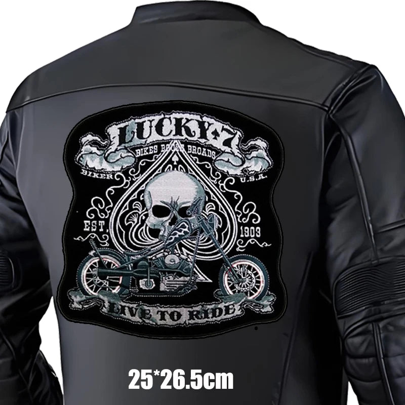 Large Back Embroidered Patches Smoking Monkey Motorcycle Patch — product photo 4 of 5