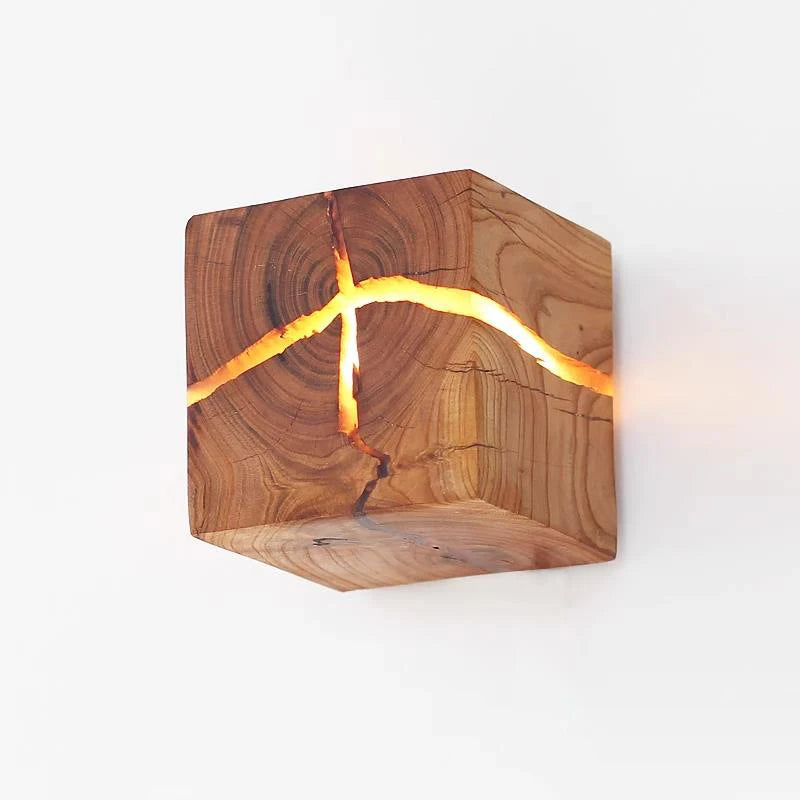 Split Wood Wall Lamp Bedroom Bed Head Square — product photo 3 of 6