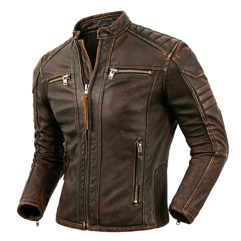 Men's Natural Leather Jacket First Layer Calfskin Stand — main product photo