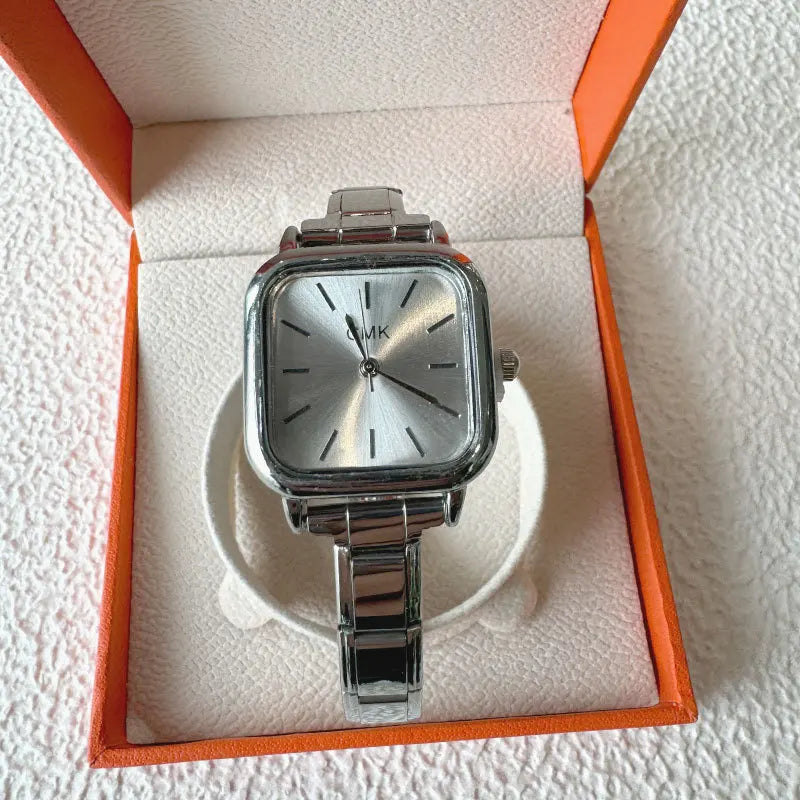 Unisex Elastic Stainless Steel Wristwatch Minimal Round Dial — product photo 5 of 6