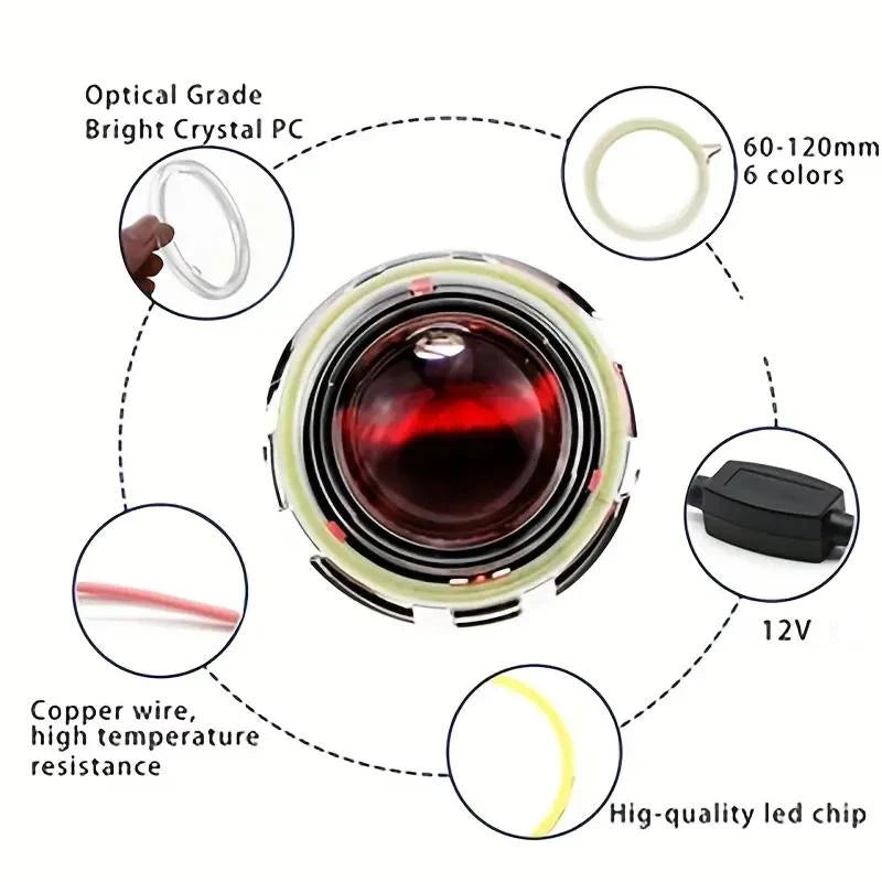 2pcs 70mm/2.76inch Car Decorative Lights COB Angel Eyes — product photo 5 of 6