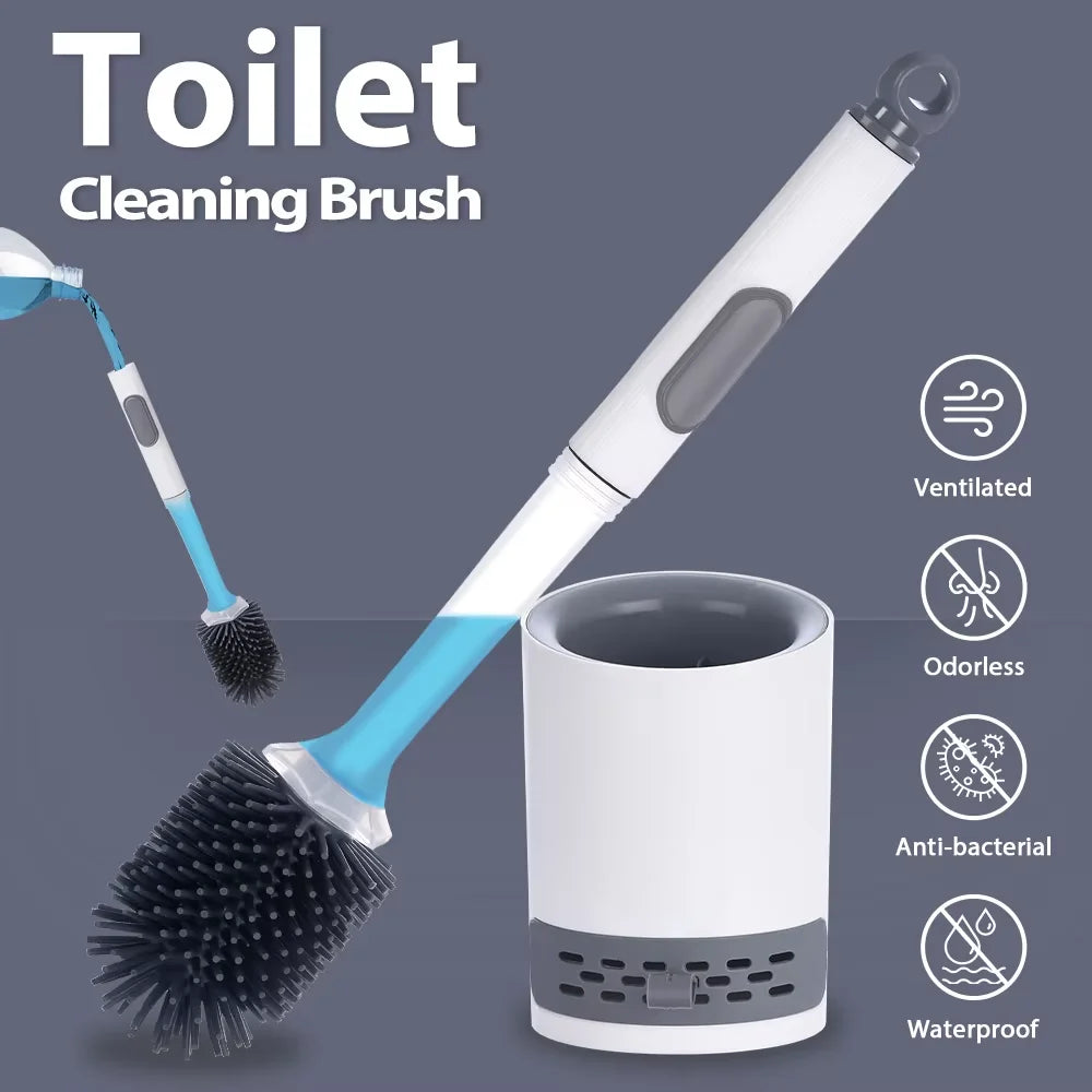 Water Spray Silicone Toilet Brush With Wall-Mounted Breathable — main product photo