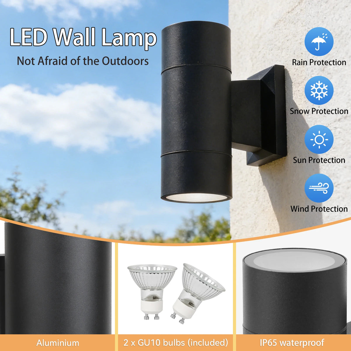 Waterproof Wall Lamp Outdoor GU10 Replaceable Bulb Wall — main product photo