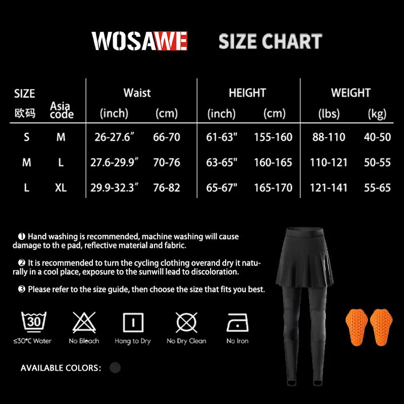 WOSAWE Women Motorcycle Trousers Skirt with Remove Kneepads — product photo 5 of 6