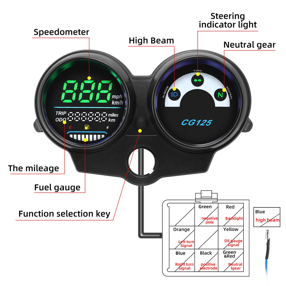 Motorcycle Speedometer Odometer Fuel Gauge Steering Indicator For — product photo 5 of 5