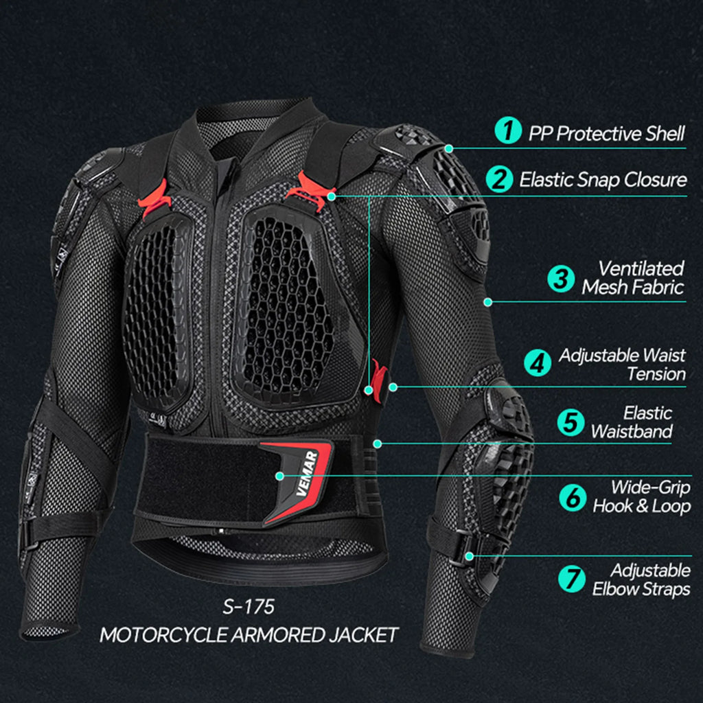 Men Motorcycle Full Body Armor Suit Breathable Mesh — product photo 3 of 6