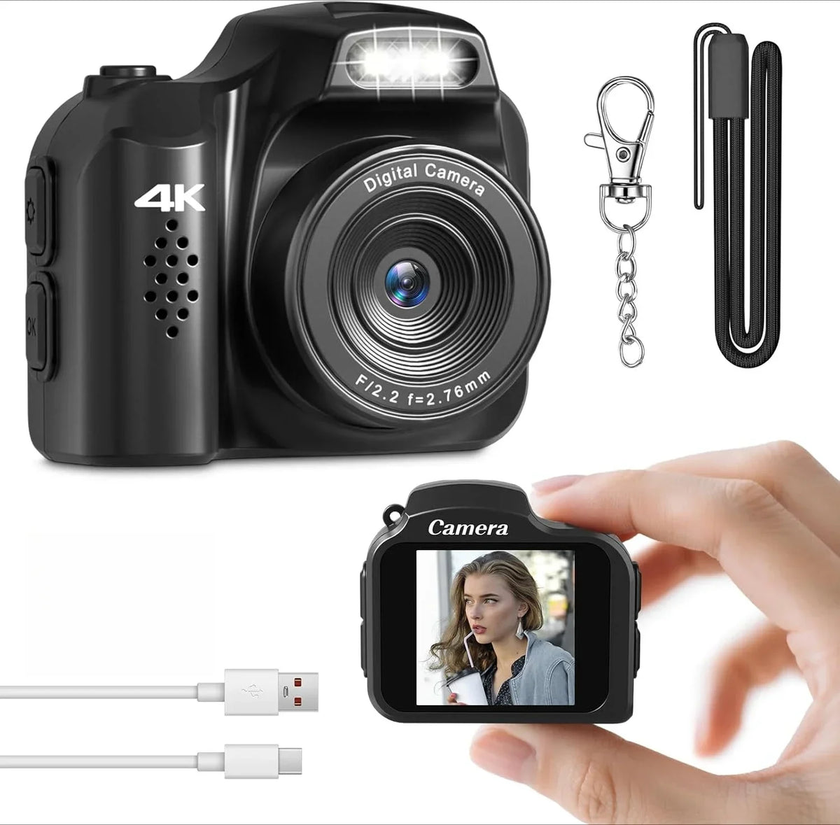 Mini Keychain Camera 4K HD Retro Digital Camera — main product photo