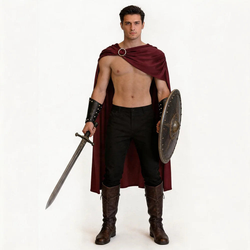Roman Knight Spartan Cosplay Cloak Wristguard Costume Outfits — product photo 6 of 6