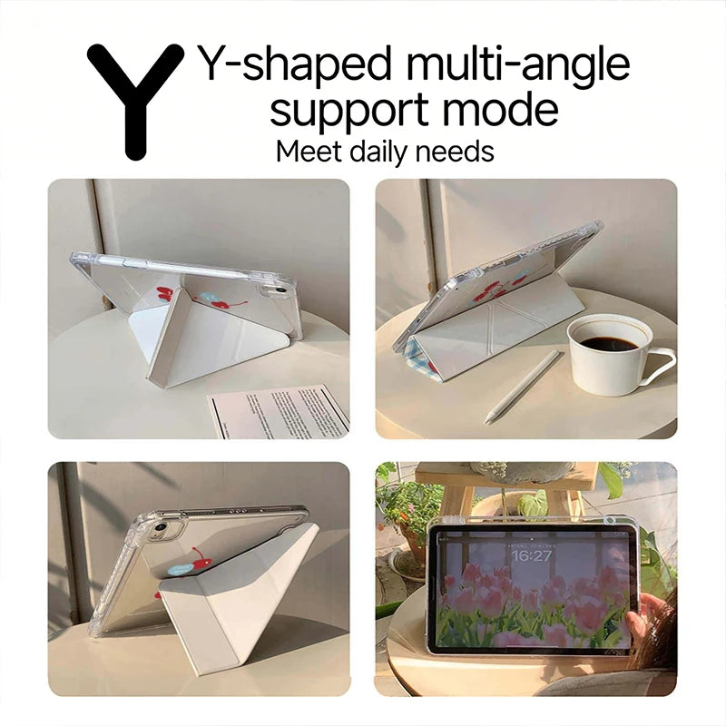 Korean Ins Red Cherry Y-Shaped Triple Fold For