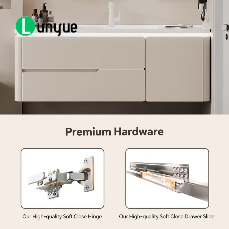 Minimalist Cream Bathroom Vanity with Sink Free Standing — product photo 3 of 6