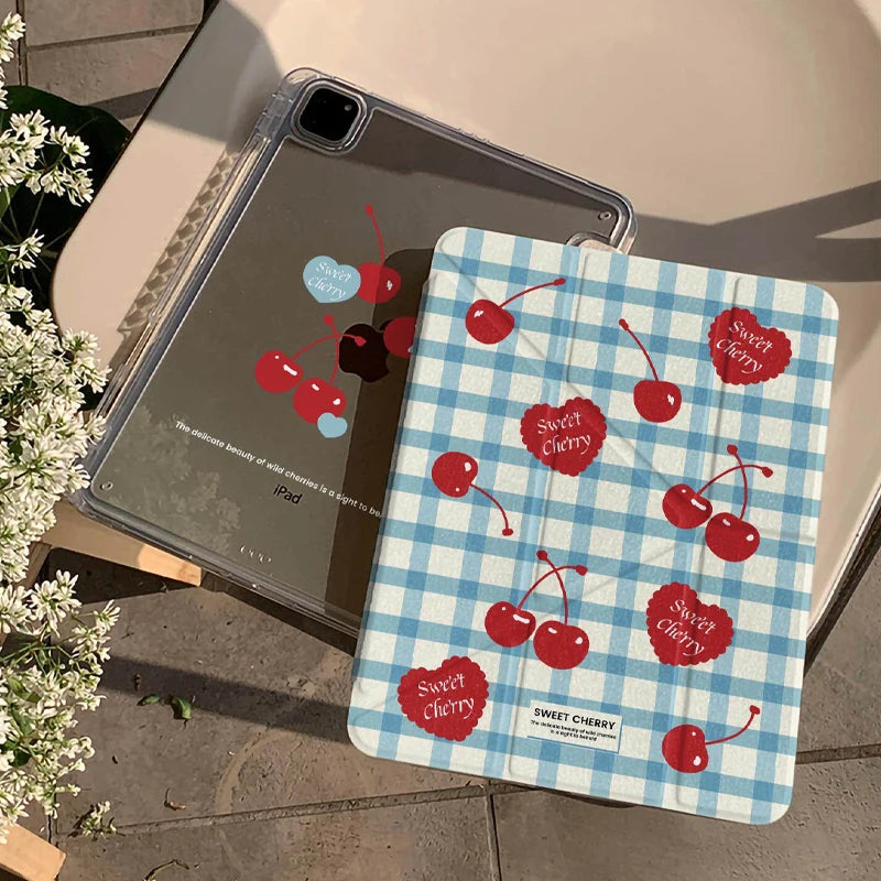 Korean Ins Red Cherry Y-Shaped Triple Fold For