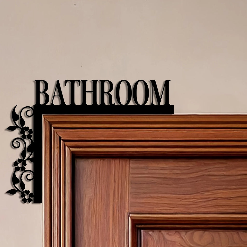 [1pc Metal Door Sign] 1pc Elegant Metal Bathroom — product photo 6 of 6