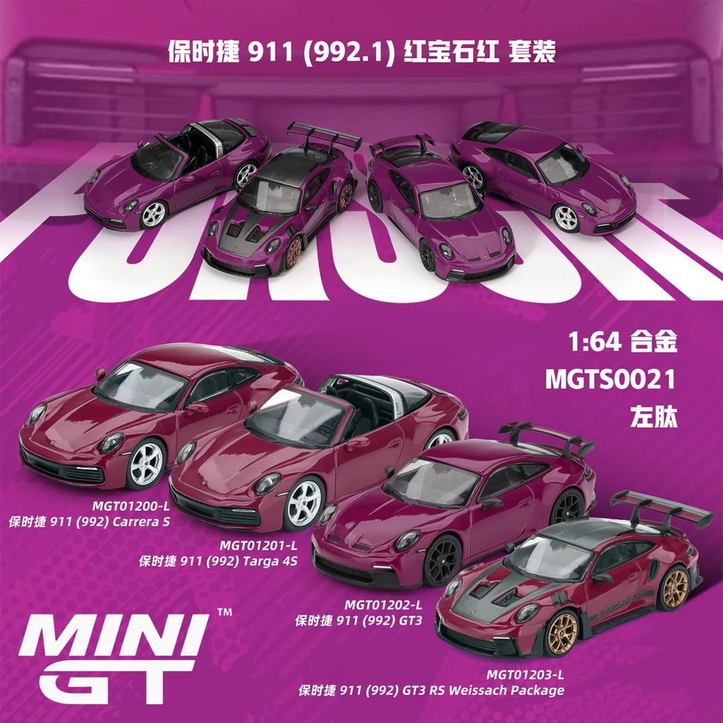 MINIGT 1/64 Porsche 911 (992.1) Rubystone Red Set — product photo 6 of 6