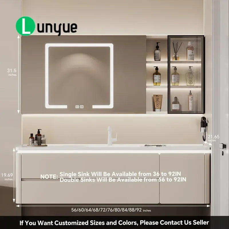 Minimalist Cream Bathroom Vanity with Sink Free Standing — product photo 6 of 6