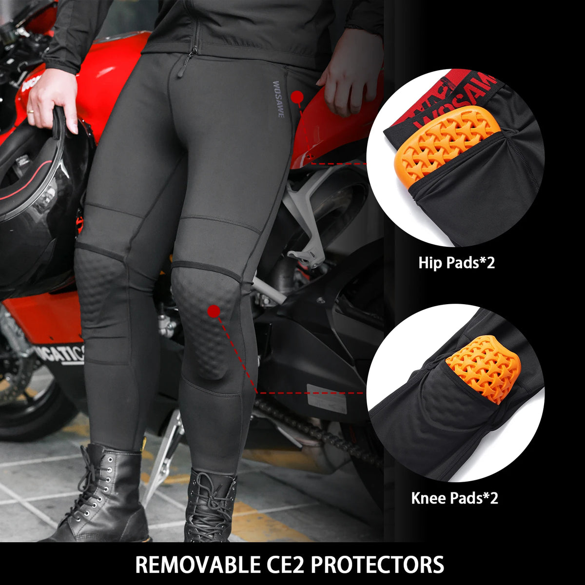 WOSAWE Motorcycle Compression Pants Motorbike Riding Breathable — main product photo