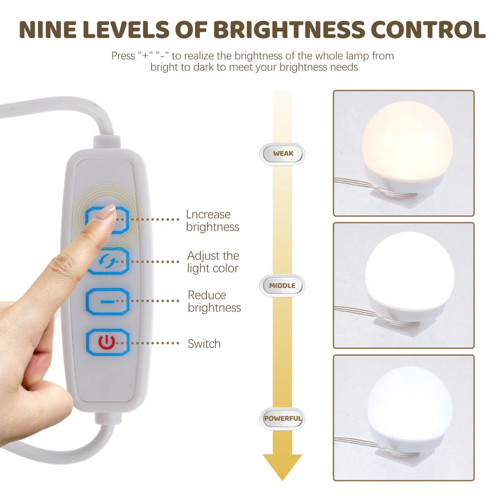 1Set LED Mirror Light Bulb Adjustable Dimmable Vanity — product photo 5 of 6