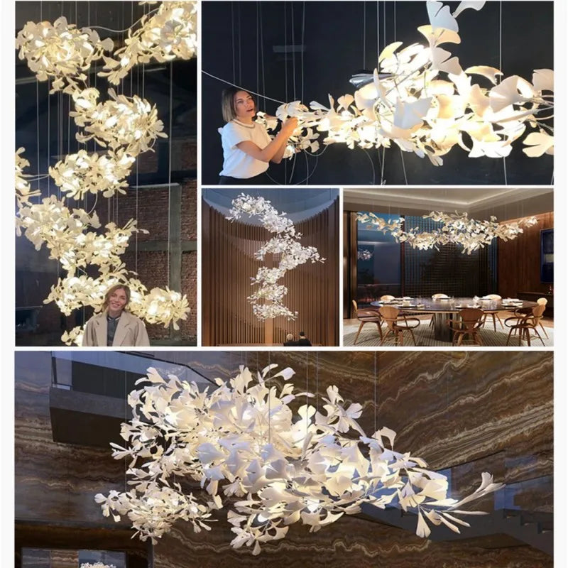 Ginkgo Leaves Loft Hanging Chandelier Light For High — main product photo