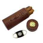Leather Travel Humidor Cigar Box Cedar Wood Portable — product photo 3 of 6
