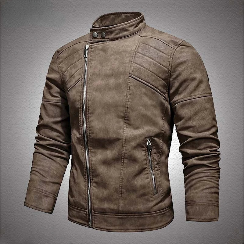 Fashion Leather Jacket Men Winter Fleece Warm Zipper — main product photo