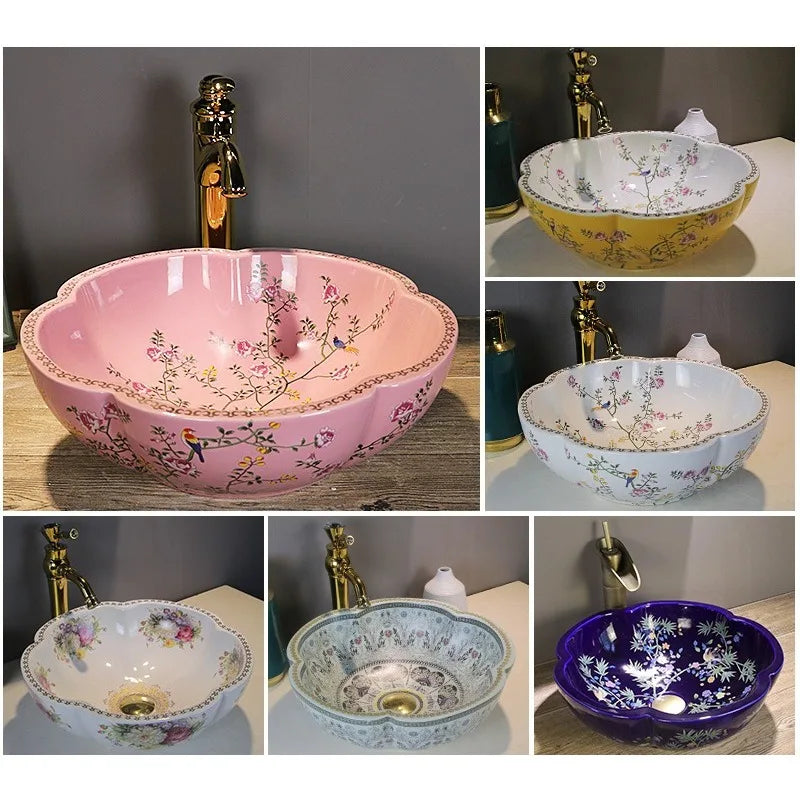 Household European Style Washbasin Washbasin Flower Petal Shaped — main product photo
