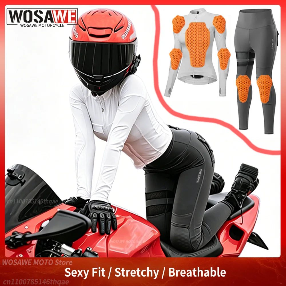 WOSAWE Women Motorcycle Jacket Pants Set with Soft — main product photo